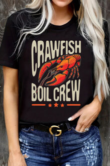 Crawfish Boil Crew Graphic T-shirt Zwart