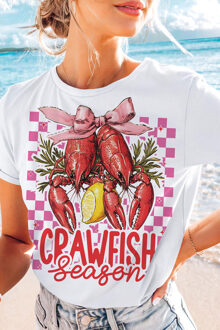Crawfish Seizoen Graphic T-shirt Wit
