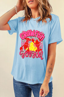Crawfishseizoen Graphic T-shirt - maat XL Lichtblauw