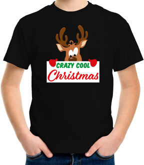 Crazy cool Christmas Kerst t-shirt zwart voor kinderen XS (104-110)