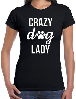 Crazy dog lady hondenvrouw hond t-shirt zwart voor dames L