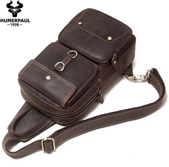 Crazy Horser Men Bag Travel Chest Bag Crazy Horser Genuine Leather Chest Bag Outdoor for Male Bags Short Trip Messenger Bags