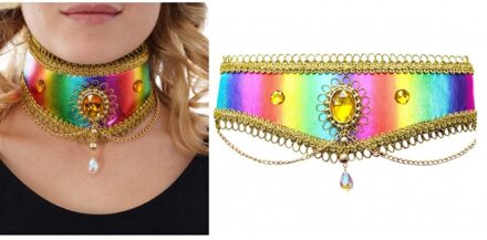 Crazy Rainbow Cabaret Choker Multikleur - Print