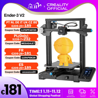 CREALITY 3D Ender-3 V2 Mainboard with silent TMC2208 stepper drivers 4.3 Inch Touch Lcd Carborundum Glass Bed 3D Printer