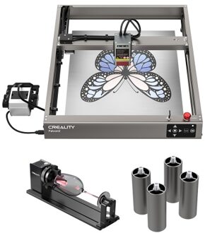 Creality Falcon2 22W Laser Engraver with 4pcs Extra Risers Aluminum 56mm Heighten and 3 in 1 Jaw Rotary Kit Pro