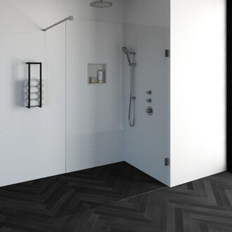 Create Inloopdouche - 140x200cm - profielloos - antikalk - 8mm veiligheidsglas - geborsteld RVS 4JC1-140g RVS geborsteld