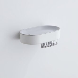 Creatief Met Haak Afvoer Zeepkist Huishouden Double-Layer Punch-Gratis Muur Opknoping Creatieve Zeephouder Badkamer Zeep houder wit
