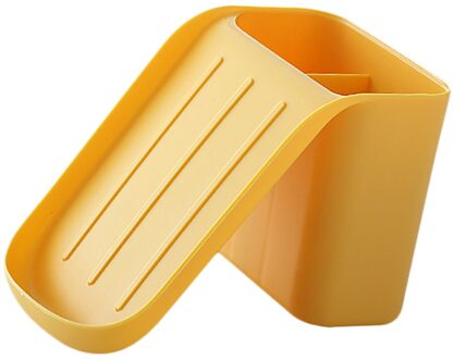 Creatieve 2-In-1 1Pc Punch-Gratis Zeepkist Badkamer Afvoer Zeephouder Badkamer Muur Opknoping rek Voor Badkamer Tool Spons Houder geel