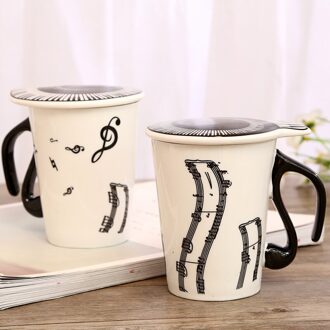 Creatieve 200-300Ml Keramische Muziek Mok Mark Koffie Mok Cup Toetsenbord Note Mark Koffie Cup Paar Cup Set met Cover Mark Cup 1-Sheet music 1stk
