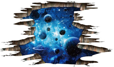 Creatieve 3D donkerblauw galaxy planeet Floor/muurstickers woonkamer decoratie decals home decor landschap Gebroken muursticker