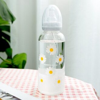 Creatieve Afgestudeerd Volwassen Fles Glas Schattige Kopjes Meisje Student Stro Cup Koreaanse Volwassenen Cup Glas Sap Cup 3