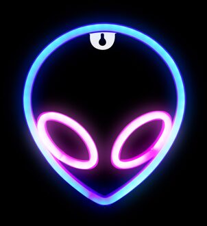 Creatieve Alien Gezicht Neon Teken Voor Thuis Kamer Decor Neon Muur Licht Kerst Art Bar Decoratie Usb Of Batterij power blauw roze