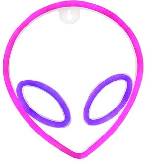 Creatieve Alien Gezicht Neon Teken Voor Thuis Kamer Decor Neon Muur Licht Kerst Art Bar Decoratie Usb Of Batterij power roze en blauw