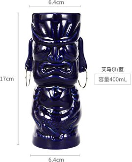 Creatieve Amerikaanse Cocktail Glas Keramische Cup, Creatieve Persoonlijkheid Piraat Cocktail Tiki Cup Bar Speciale Wijn Cup 04