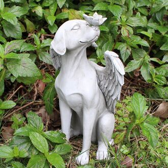Creatieve Angel Hond Vlinder Eerbetoon Puppy Standbeeld Sculptuur Yard Garden Decoratie Outdoor Hars Beeldjes Ornamenten Home Decor