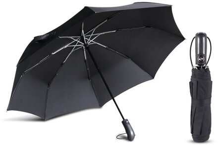 Creatieve Automatische 3 Opvouwbare Regen Vrouwen Mannen Aluminiumlegering Winddicht Paraplu Reizen Parasol Dark Grid Handvat Parasol Paraguas