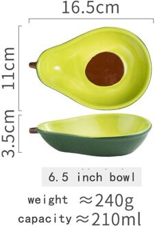 Creatieve Avocado Plaat Keramische Servies Huishoudelijke Gerechten Snack Dessert Fruit Salade Avocado Kom Porselein Servies Sets 6.5 duim bowl