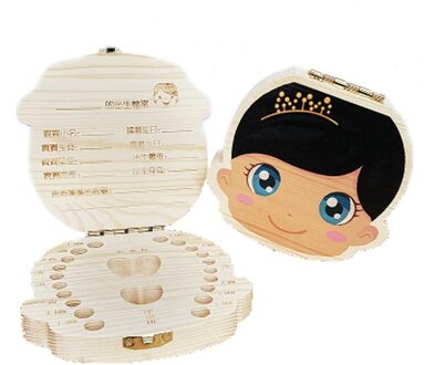 Creatieve Baby Tand Doos Organizer Save Dozen Melk Tanden Organizer Houten Opbergdoos Tand Album Herinneringherinnering Besparen Box BlackHairEnglishGirl