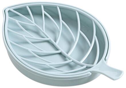 Creatieve Blad Zeephouder Badkamer Zeep Houder Dubbele Afvoer Zeepkist Badkamer Zeep Houder Draagbare Zeepbakjes Badkamer Gadgets blauw