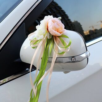 Creatieve Bruiloft Auto Deurgrepen Achteruitkijkspiegel Versieren Champagne Kleur Kunstmatige Bloemen Decoratie Accessoires Lc size 2