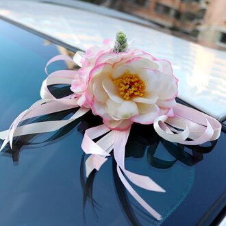 Creatieve Bruiloft Auto Deurgrepen Achteruitkijkspiegel Versieren Champagne Kleur Kunstmatige Bloemen Decoratie Accessoires Lc size 3