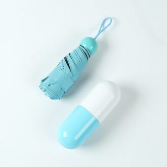 Creatieve Capsule Mini Paraplu Vrouwen Folding Pocket Regen Paraplu Vrouwelijke Zonnige Parasol Kleine Paraguas Uv Auto Paraplu blauw