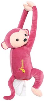Creatieve Cartoon Aap Home Office Auto Opknoping Papieren Servet Tissue Box Houder Auto Accessoires Roze