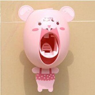 Creatieve Cartoon Automatische Tandpasta Dispenser Wall Mount Stand Badkamer Sets roze konijn