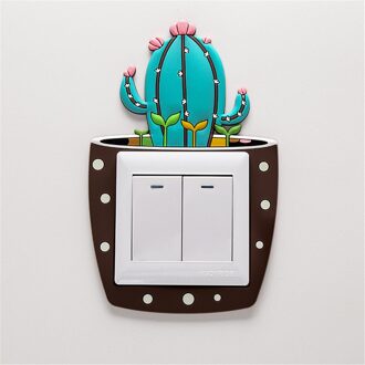 Creatieve Cartoon Cactus Lichtgevende Schakelaar Cover Glow In The Dark Socket Muursticker Schakelaar Decoratieve Lichtgevende Sticker 2