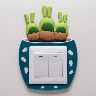 Creatieve Cartoon Cactus Lichtgevende Schakelaar Cover Glow In The Dark Socket Muursticker Schakelaar Decoratieve Lichtgevende Sticker 3