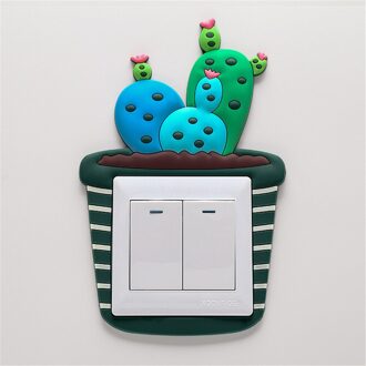 Creatieve Cartoon Cactus Lichtgevende Schakelaar Cover Glow In The Dark Socket Muursticker Schakelaar Decoratieve Lichtgevende Sticker 6
