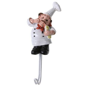 Creatieve Cartoon Chef Vorm Rvs Haken Muur Deur Kleding Coat Hat Hanger Keuken Roestvrij Handdoek Haken JJJRY480 B