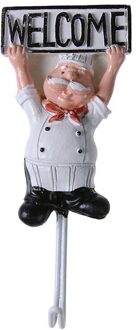 Creatieve Cartoon Chef Vorm Rvs Haken Muur Deur Kleding Coat Hat Hanger Keuken Roestvrij Handdoek Haken JJJRY480