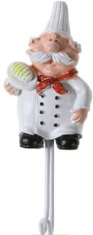 Creatieve Cartoon Chef Vorm Rvs Haken Muur Deur Kleding Coat Hat Hanger Keuken Roestvrij Handdoek Haken JJJRY480