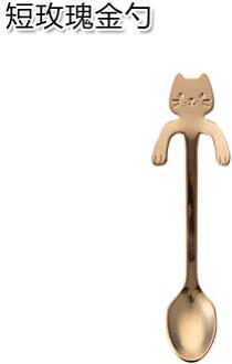 Creatieve Cartoon Rvs Kat Lepel Koffie Lange Steel Lepels Accessoires Keuken Thee Lepel kastanjebruin