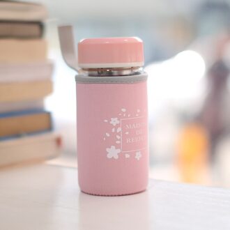 Creatieve Cherr Blossom Glas Cup Met Doek Cover Bloem Thee Transparante Cup Y Ok roze