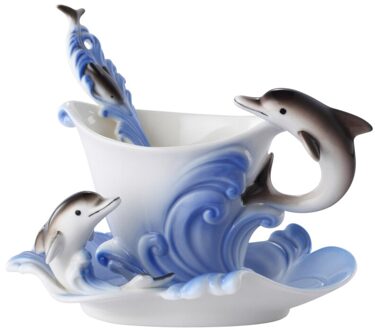 Creatieve Dolfijnen Koffiekopje Keramische Kopje Thee Drinken Mok Mooie Dier Schilderen Cup, Porselein Emaille Dolfijn Koffie Mok