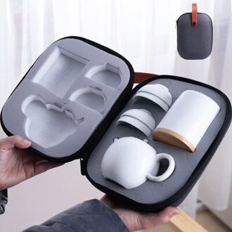 Creatieve Draagbare Reizen Keramische Thee Set Een Pot Twee Cup Set Travel
