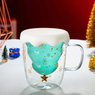 Creatieve Dubbele Laag Glas Kerstboom Ster Water Cup Hoge Temperatuur Mok Glas Kerstboom Ster Ing Cup 250ml B4