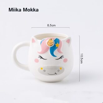 Creatieve Eenhoorn Mok Keramiek Mok Water Cup Craft Leuke Drie-Dimensionale Regenboog Koffiekopje Melk Cup En Mok voor Meisje roze close eyes