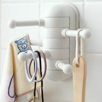 Creatieve Eenvoudige Deur Haken Roterende Kapstok Hanger Haak Terug Haak Vijf Haken Thuis Organisator