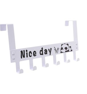 Creatieve Eenvoudige Smeedijzeren Deur Haak Geen T Race Gratis Ponsen Opbergrek Voor Badkamer Keuken Slaapkamer Hanger Haak Met 6-Haak wit