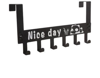 Creatieve Eenvoudige Smeedijzeren Deur Haak Geen T Race Gratis Ponsen Opbergrek Voor Badkamer Keuken Slaapkamer Hanger Haak Met 6-Haak zwart