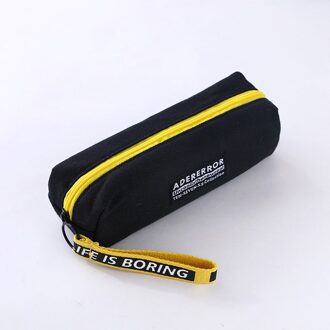 Creatieve Etui Gevallen Eenvoudig Stijl Rits Zakken Pen Houders Schoolbenodigdheden Briefpapier Kantoor Voor Jongens Of Meisjes zwart