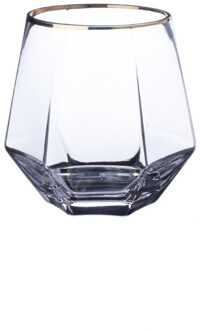 Creatieve Europese Stijl Drinkbeker Zeshoekige Kristal Glas Huishouden Whisky Rode Wijn Beker Bier Steins Eenvoudige Geometrie Cups goud