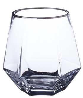 Creatieve Europese Stijl Drinkbeker Zeshoekige Kristal Glas Huishouden Whisky Rode Wijn Beker Bier Steins Eenvoudige Geometrie Cups zilver