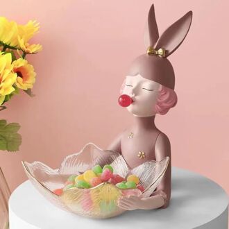 Creatieve Fruitschaal Moderne Milieu Hars Snack Mand Home Woonkamer Slaapkamer Creatieve Decoratie paars roze