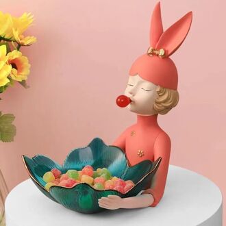 Creatieve Fruitschaal Moderne Milieu Hars Snack Mand Home Woonkamer Slaapkamer Creatieve Decoratie roze