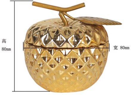 Creatieve Galvaniseren Keramische Fruit Opslag Jar Gouden Peer Apple Woonkamer Decor Ring Ketting Opbergdoos Home Decoratie Bump gouden appel
