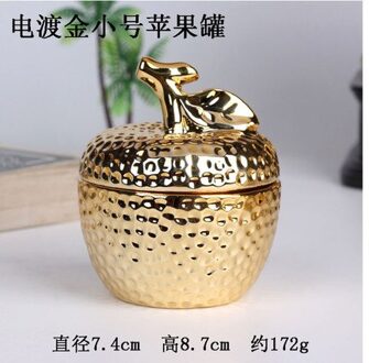 Creatieve Galvaniseren Keramische Fruit Opslag Jar Gouden Peer Apple Woonkamer Decor Ring Ketting Opbergdoos Home Decoratie klein gouden appel